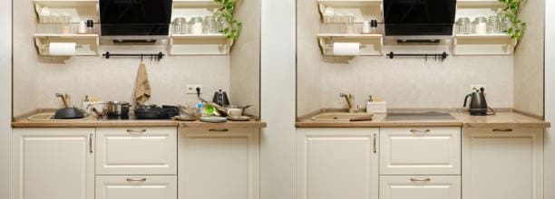 Before and After Cleaning — Kitchen